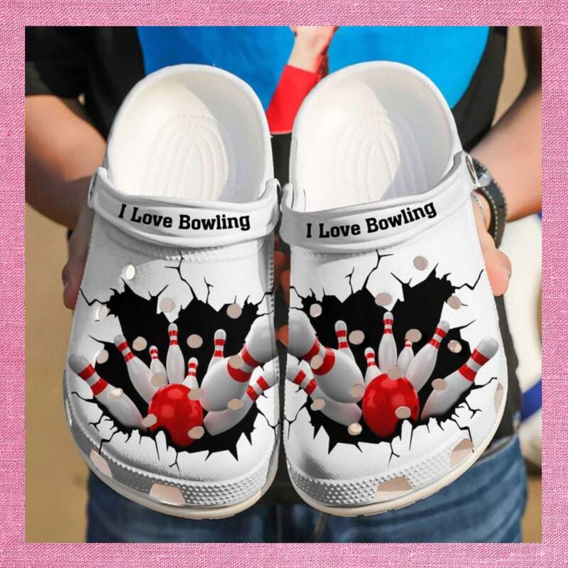 Bowling I Love Crocs Clog Shoes