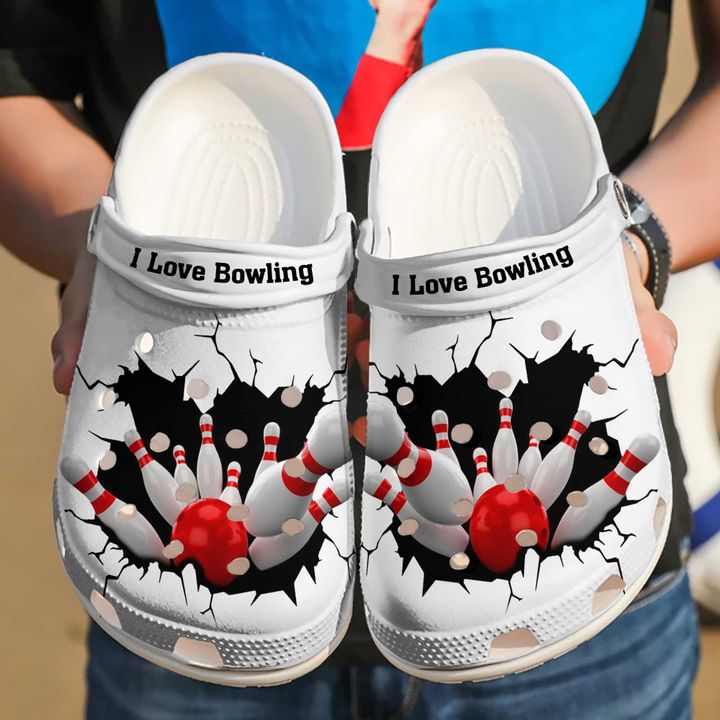 Bowling I Love Crocs Clog Shoes