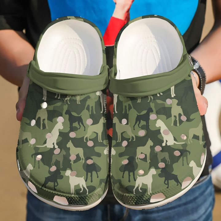 Boxer On Camouflage Texture Crocs Clog Shoes