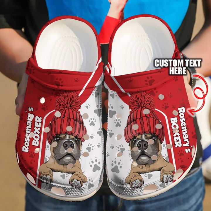Boxer Personalized Red Crocs Clog Shoes