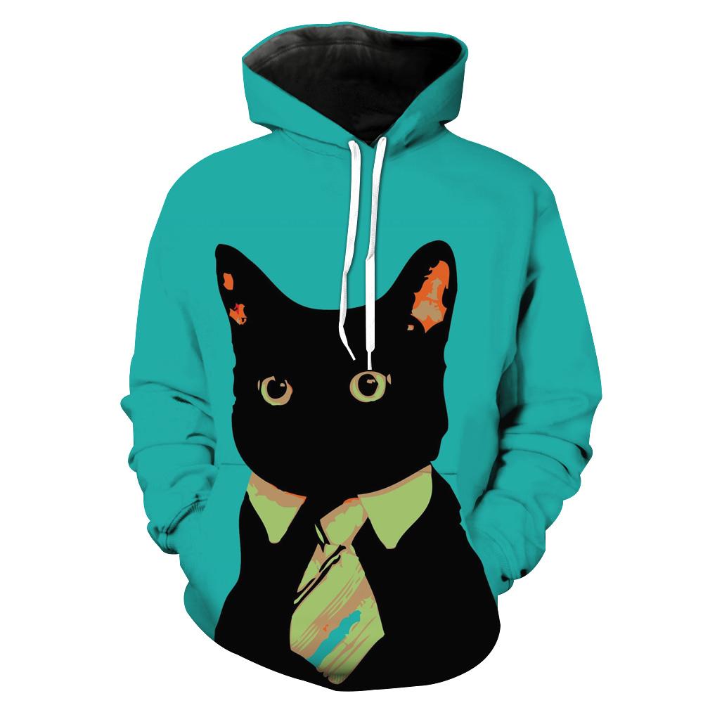 Business Cat Black Cat Hoodie 3D