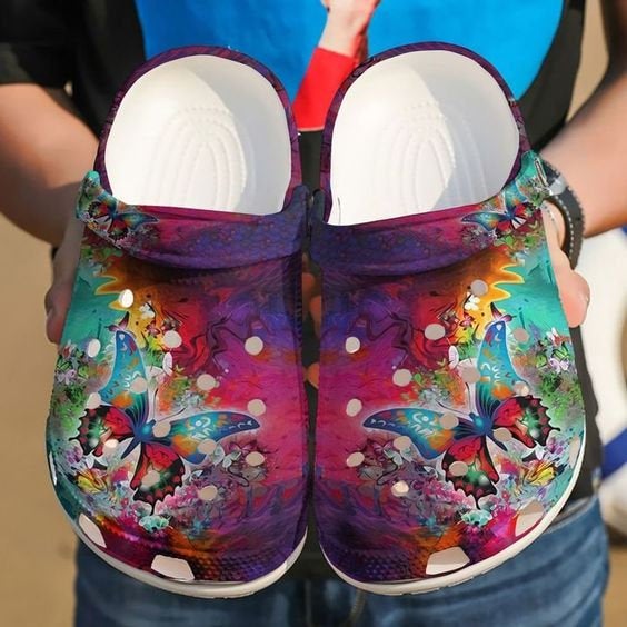 Butterfly Flower Crocband Crocs Clog Shoes