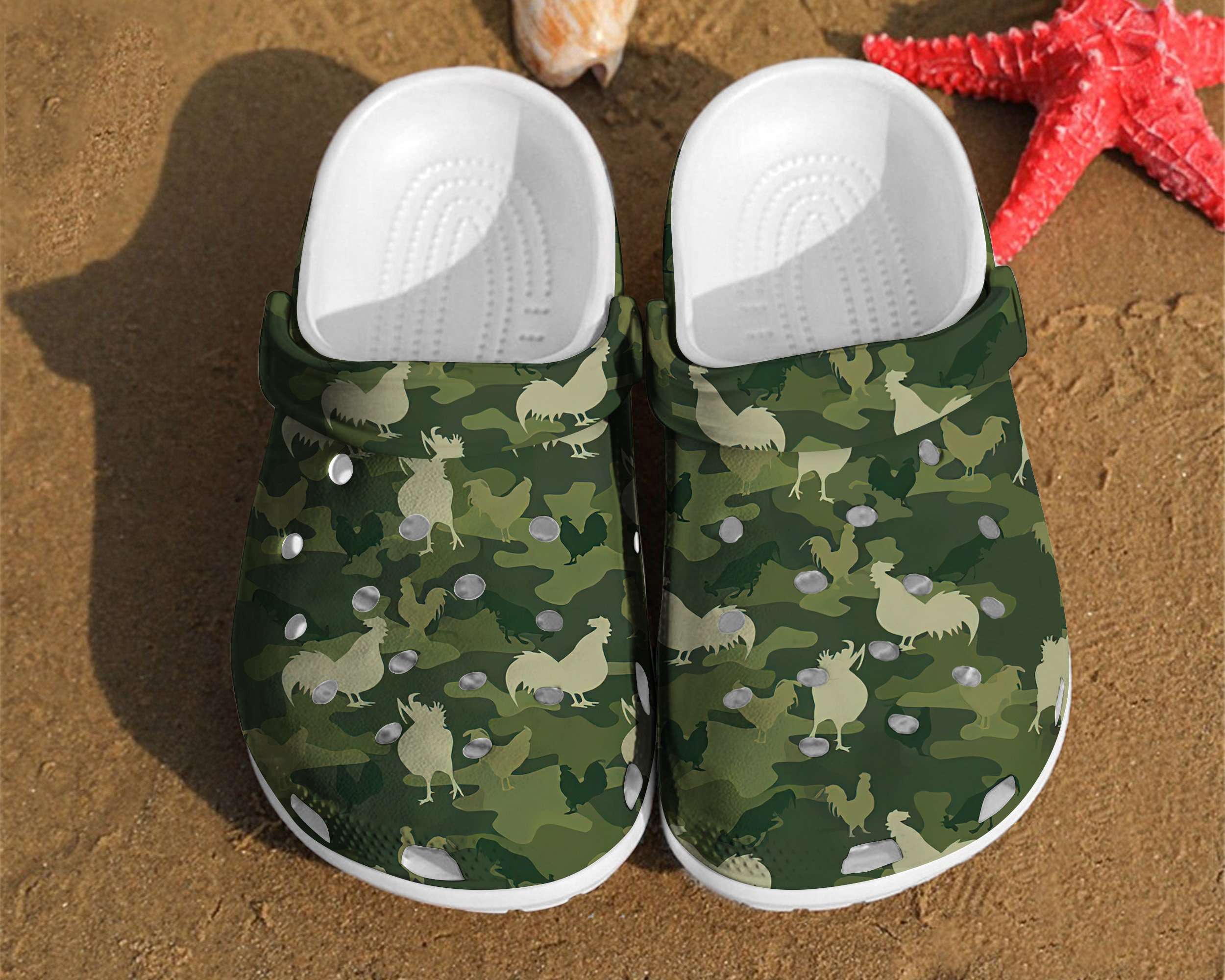 Camo Chicken Funny Comfortable Water For Summer Lover Gift Farm Animals Crocs Clog Shoes