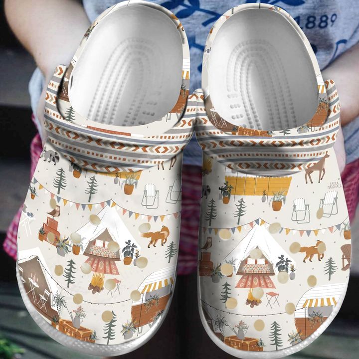 Camping Pattern Crocs Clog Shoes