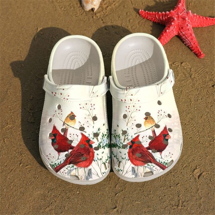 Cardinal In Winter Crocs Clog Shoes
