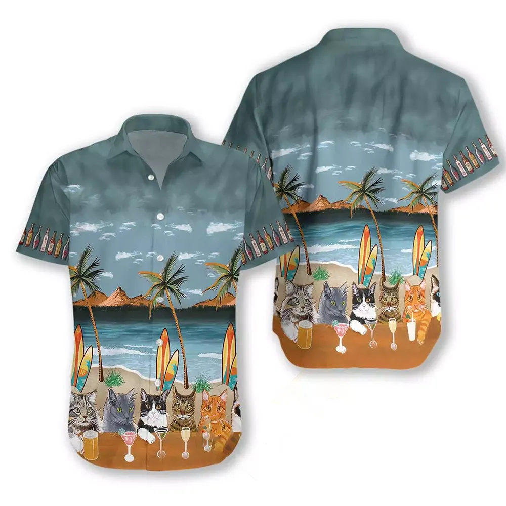 Cat Beer Alcohol Hawaiian shirts