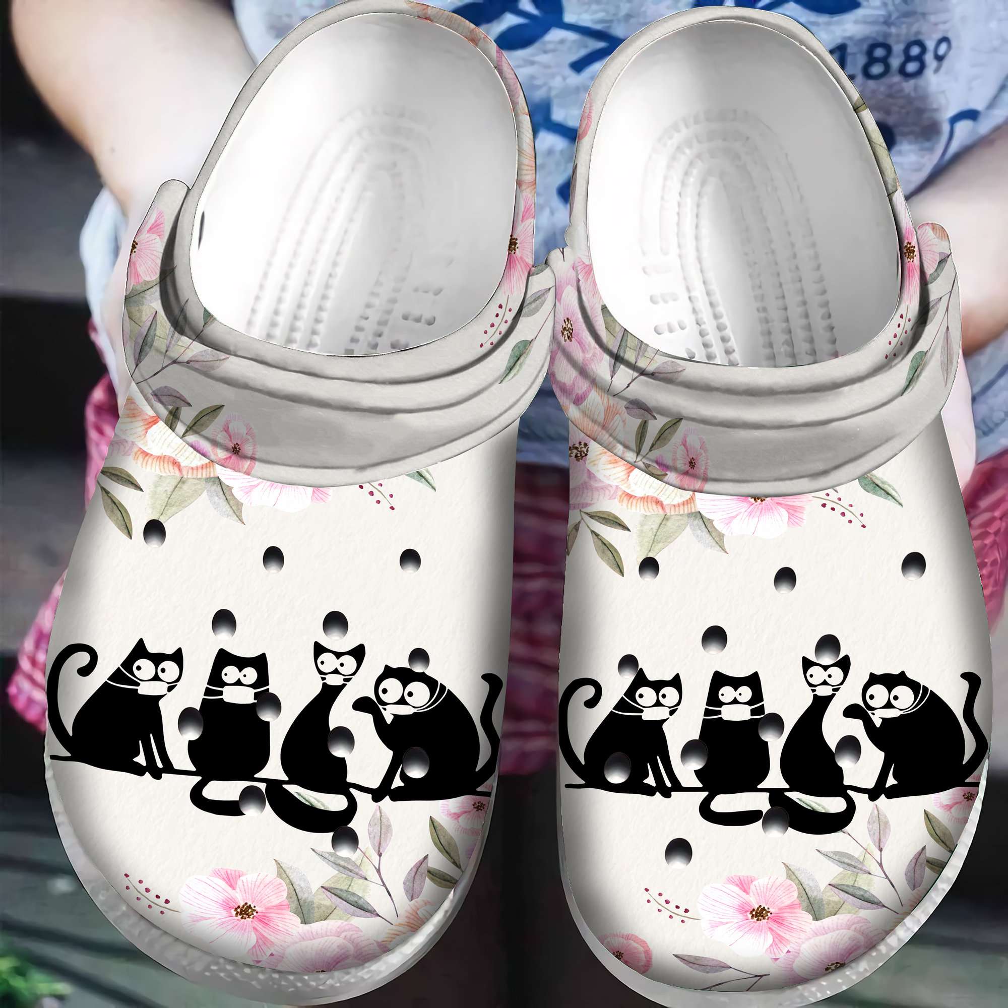 Cat Black Crocs Clog Shoes