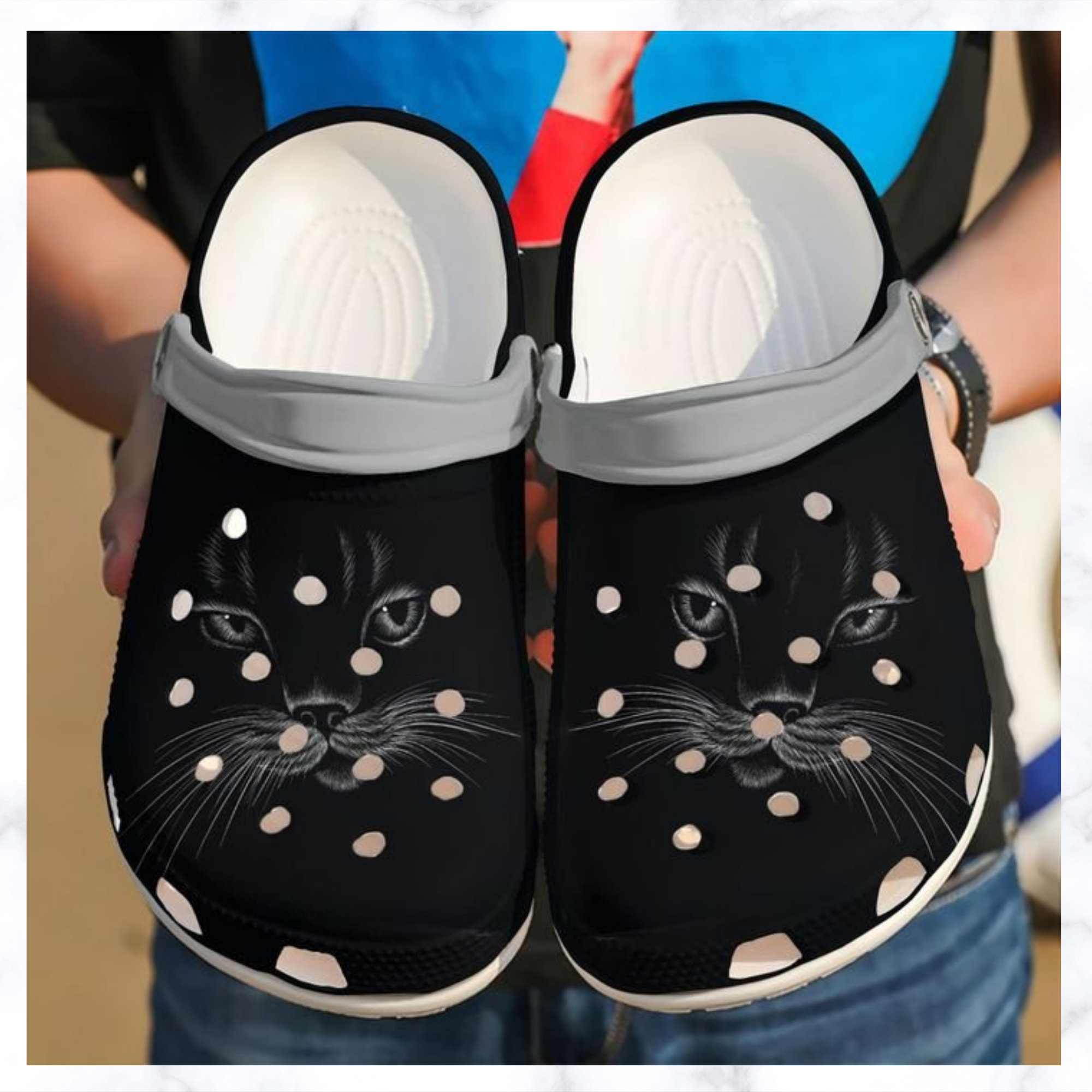 Cat Black Face Crocs Clog Shoes