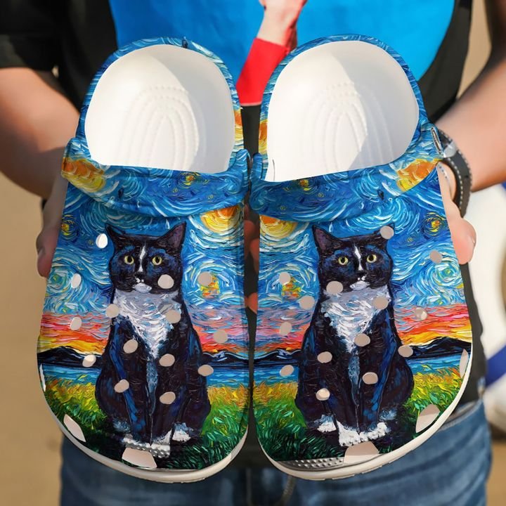 Cat Black Night Crocs Clog Shoes