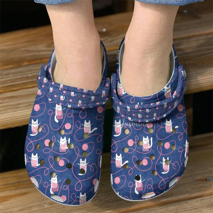 Cat Kitty Knitting Crocs Clog Shoes