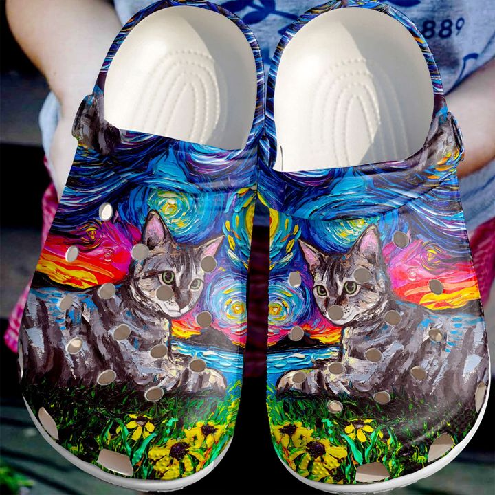 Cat Night Crocs Clog Shoes