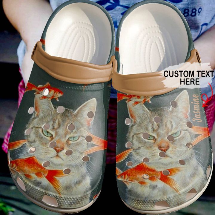 Cat Personalized And Fish Crocs Clog Shoes