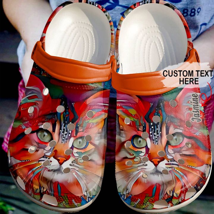 Cat Personalized Orange Cool Crocs Clog Shoes