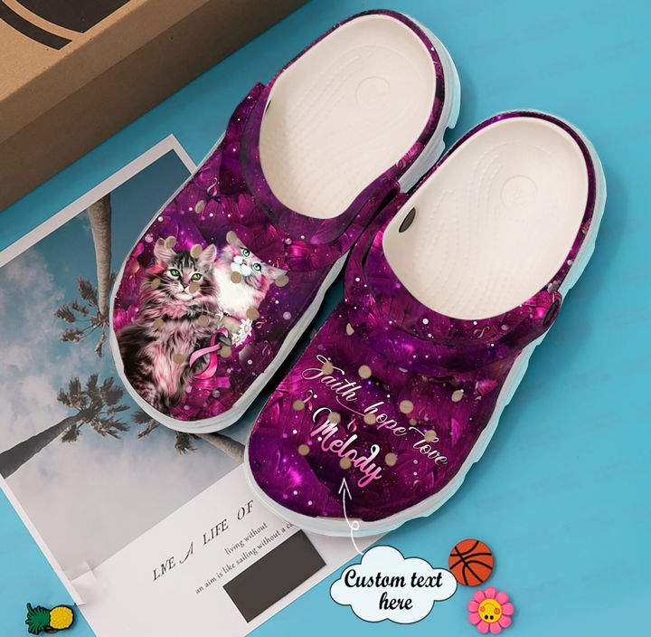 Cat Personalized Purple Floral Crocs Clog Shoes