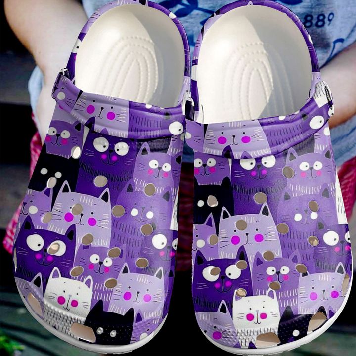 Cat Purple Crocs Clog Shoes