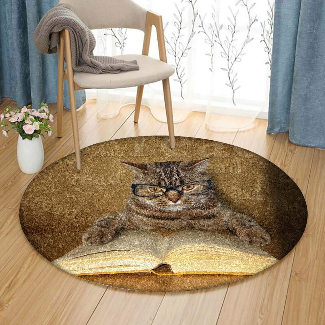Cat Reading Book Limited Edition Round Rug
