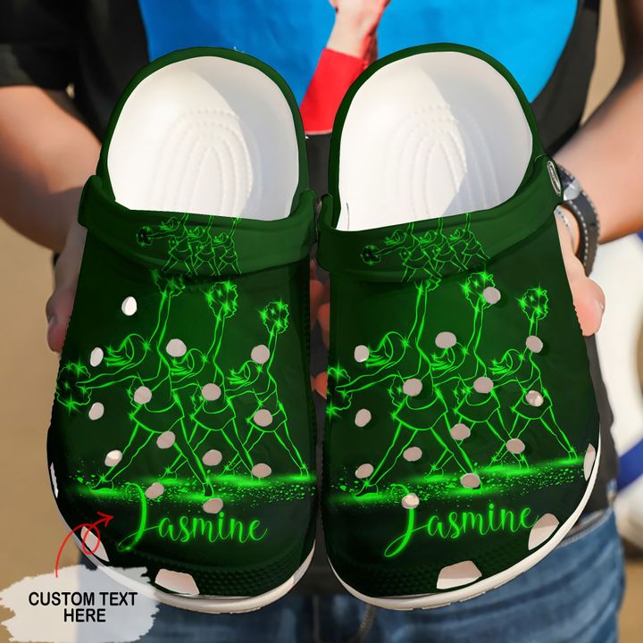 Cheerleader Personalized Green Glowing Crocs Clog Shoes