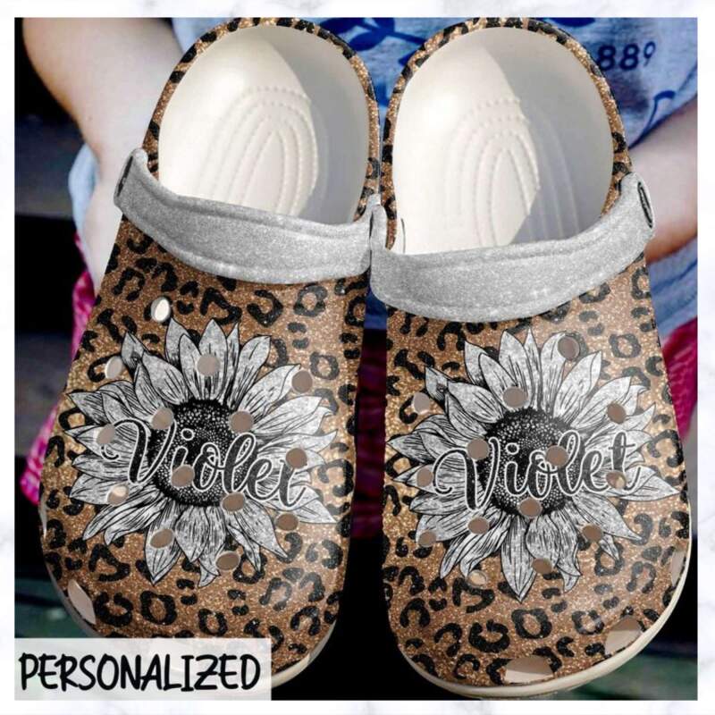 Unique Cheetah Personalized Sunflower Crocs Clog Shoes