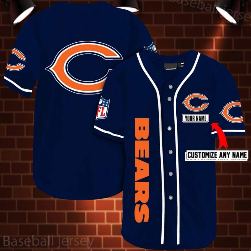 Chicago Bears Nfl 3d Digital Printed Personalized Logo Baseball Jersey