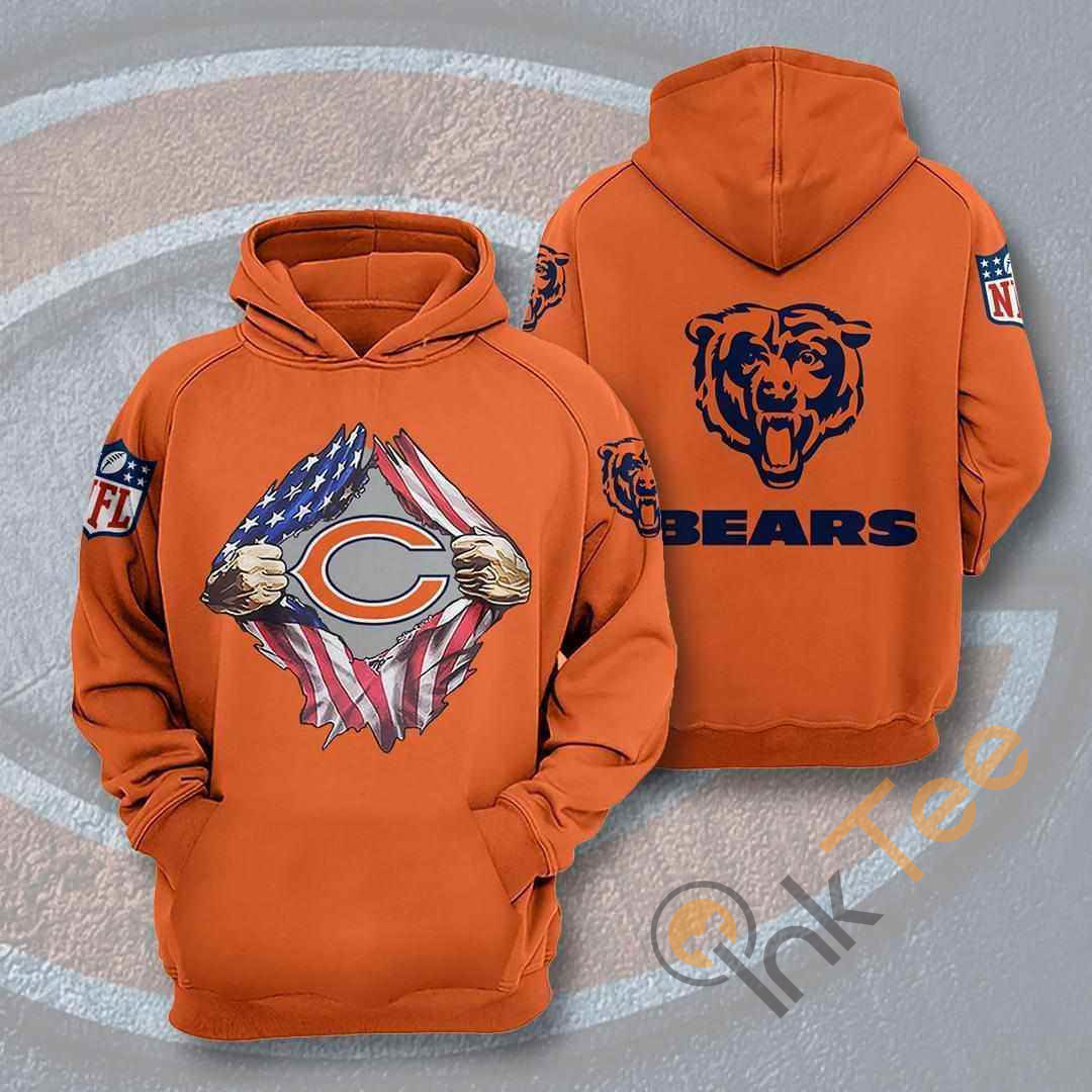 Chicago Bears Nfl American Ripped Hoodie 3d