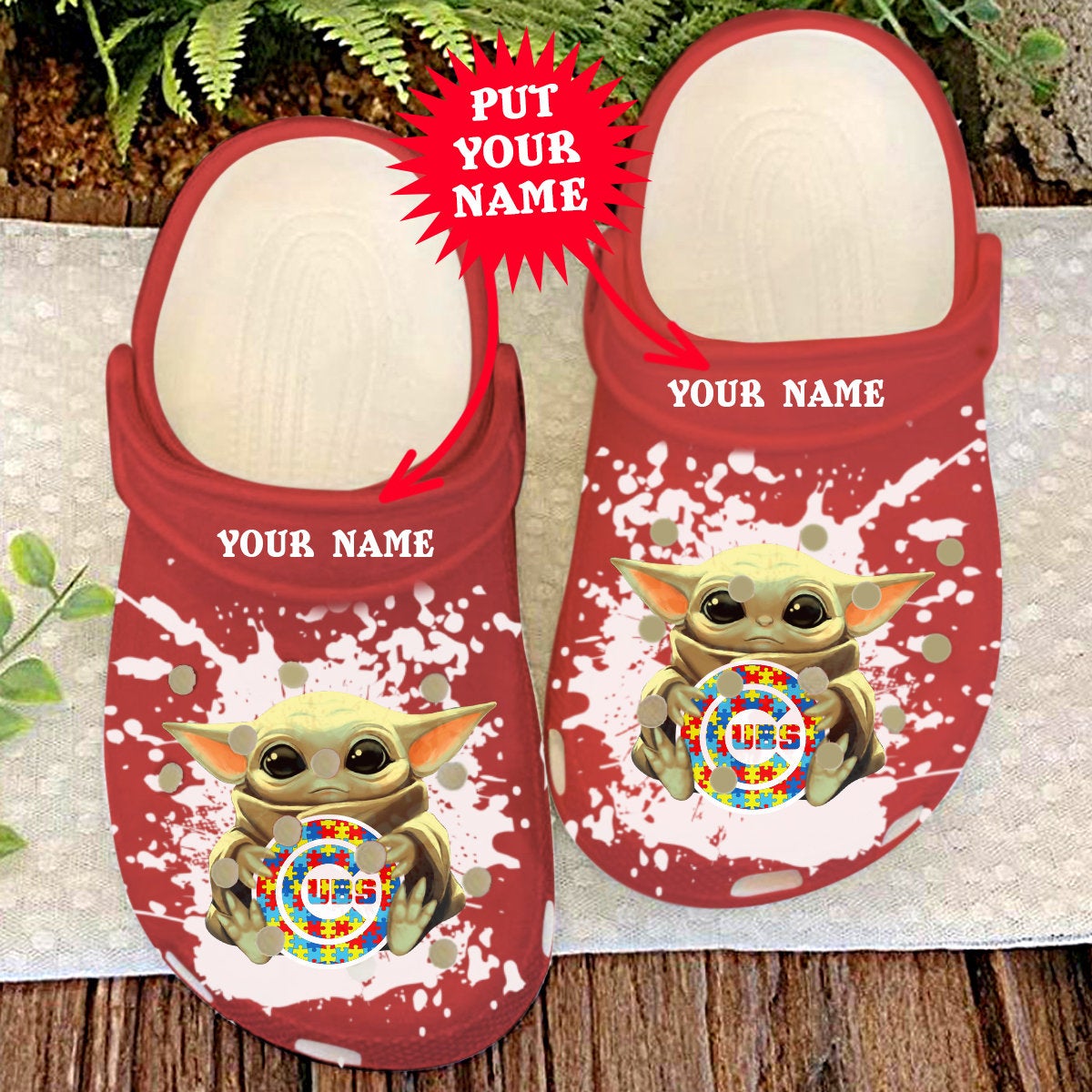 Chicago Cubs Personalisation Baby Yoda Autism Crocs Clog Shoes