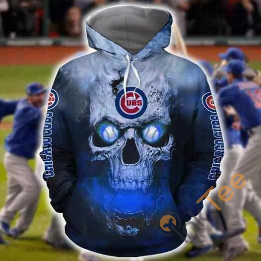 Chicago Cubs Skull On Fire Hoodie 3d