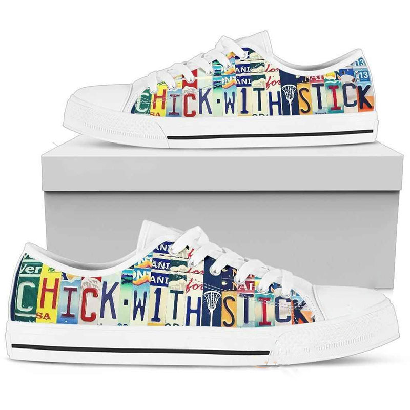 Chick With Stick Lacrosse Low Top Shoes