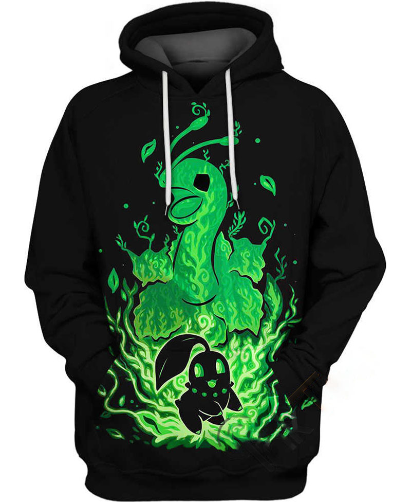Chikorita And Meganium Pokemon Hoodie 3D