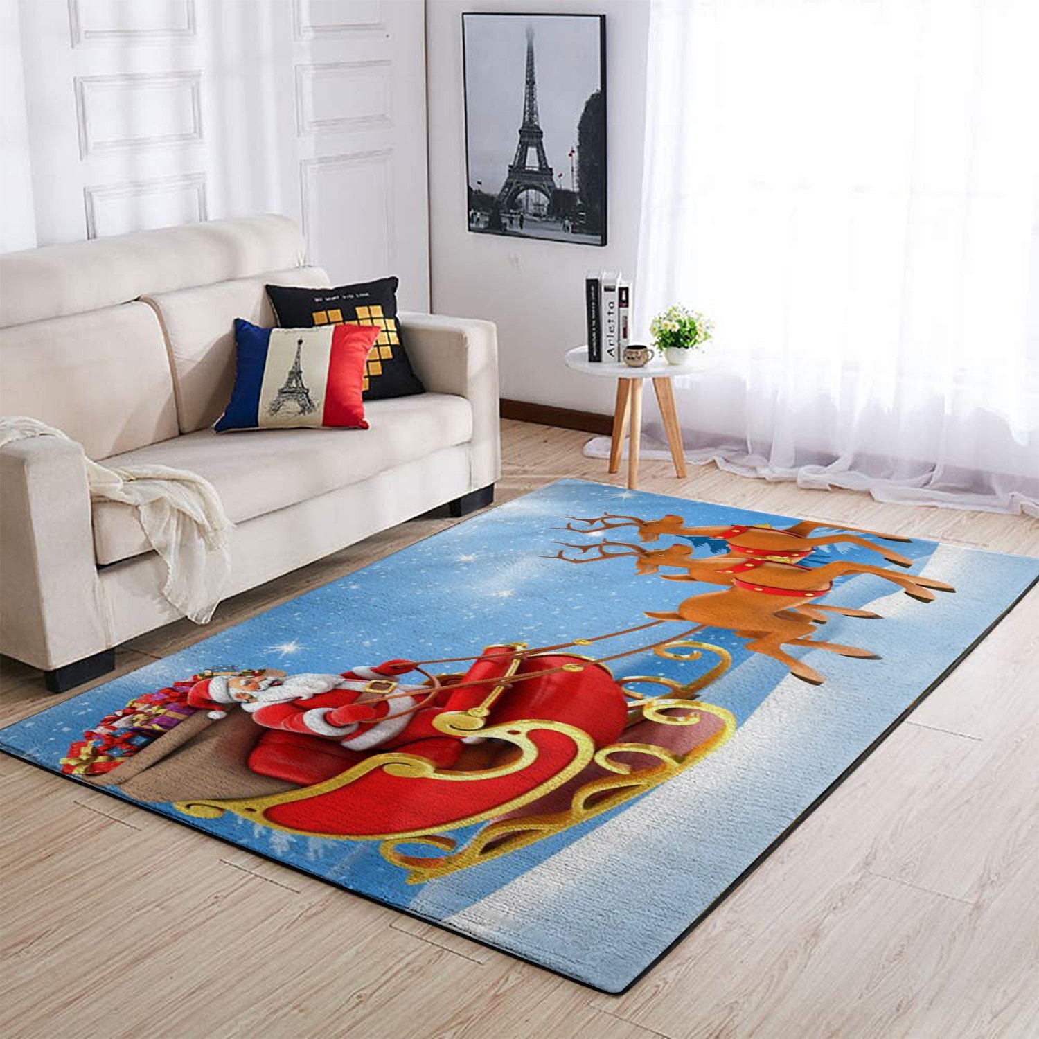 Christmas Santa Claus & Deer Sleigh Area Limited Edition Rug