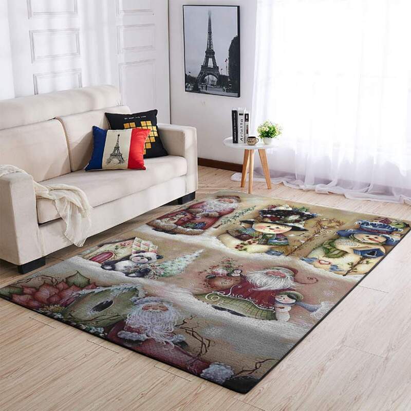 Christmas Santa Claus & Snowman Area Limited Edition Rug
