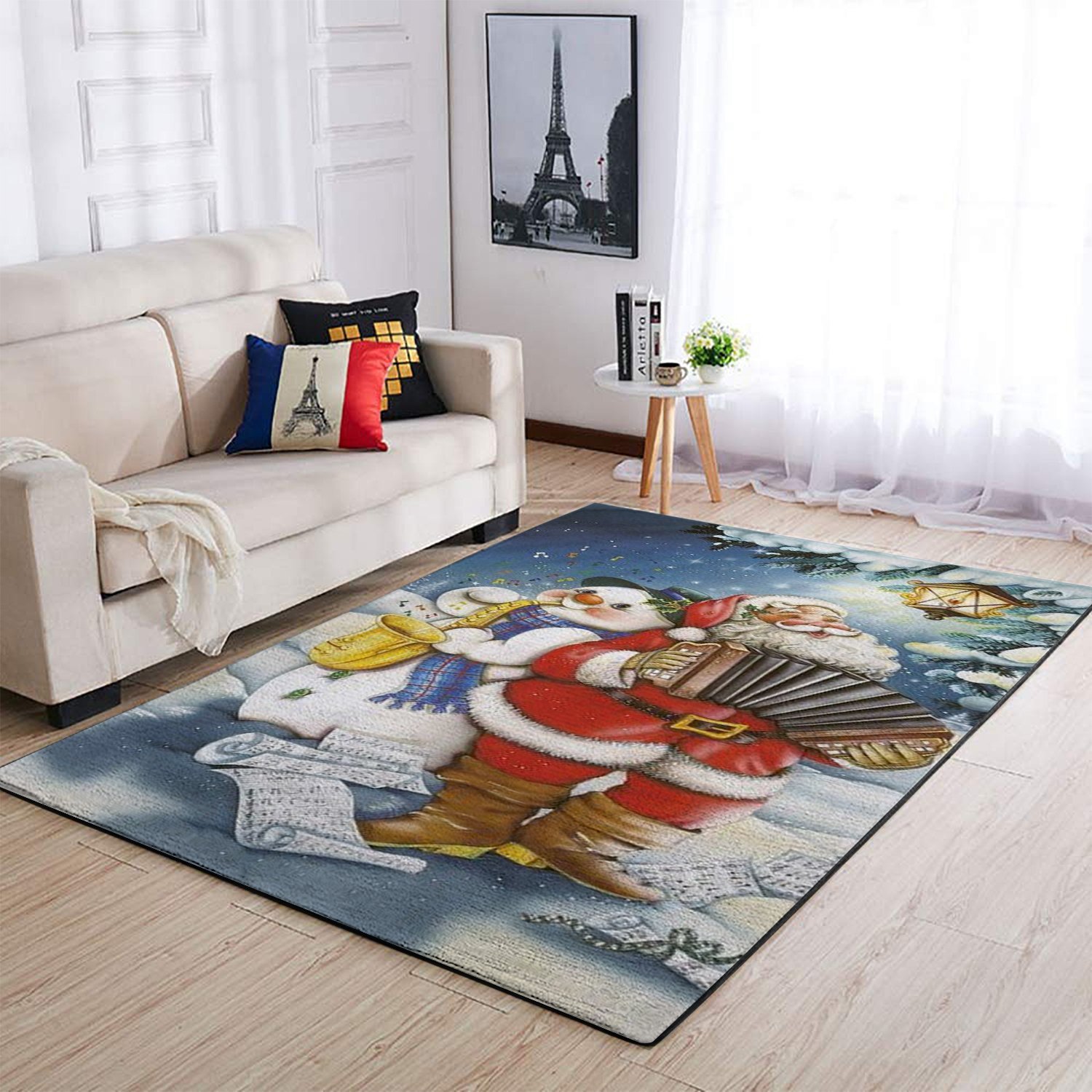 Christmas Santa Claus & Snowman Area Limited Edition Rug