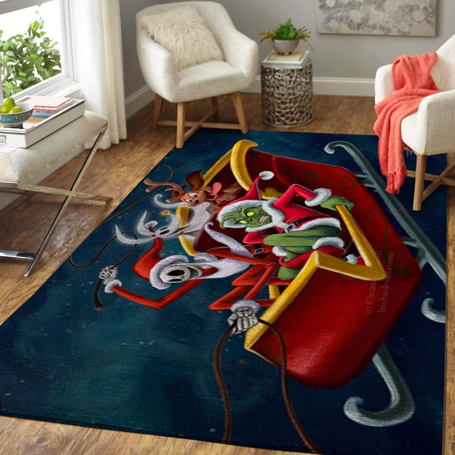 Christmas Santa Jack Skellington & Grinch Area Limited Edition Rug