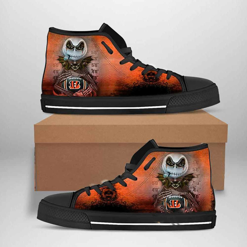 Cincinnati Bengals Nfl Football Jack Skellington High Top Shoes