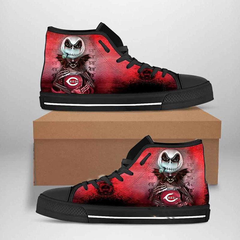 Cincinnati Reds Mlb Baseball Jack Skellington High Top Shoes