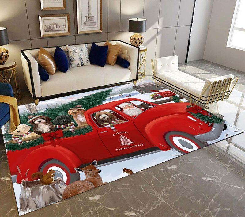 Cockapoo And Red Truck Rectangle Limited Edition Rug