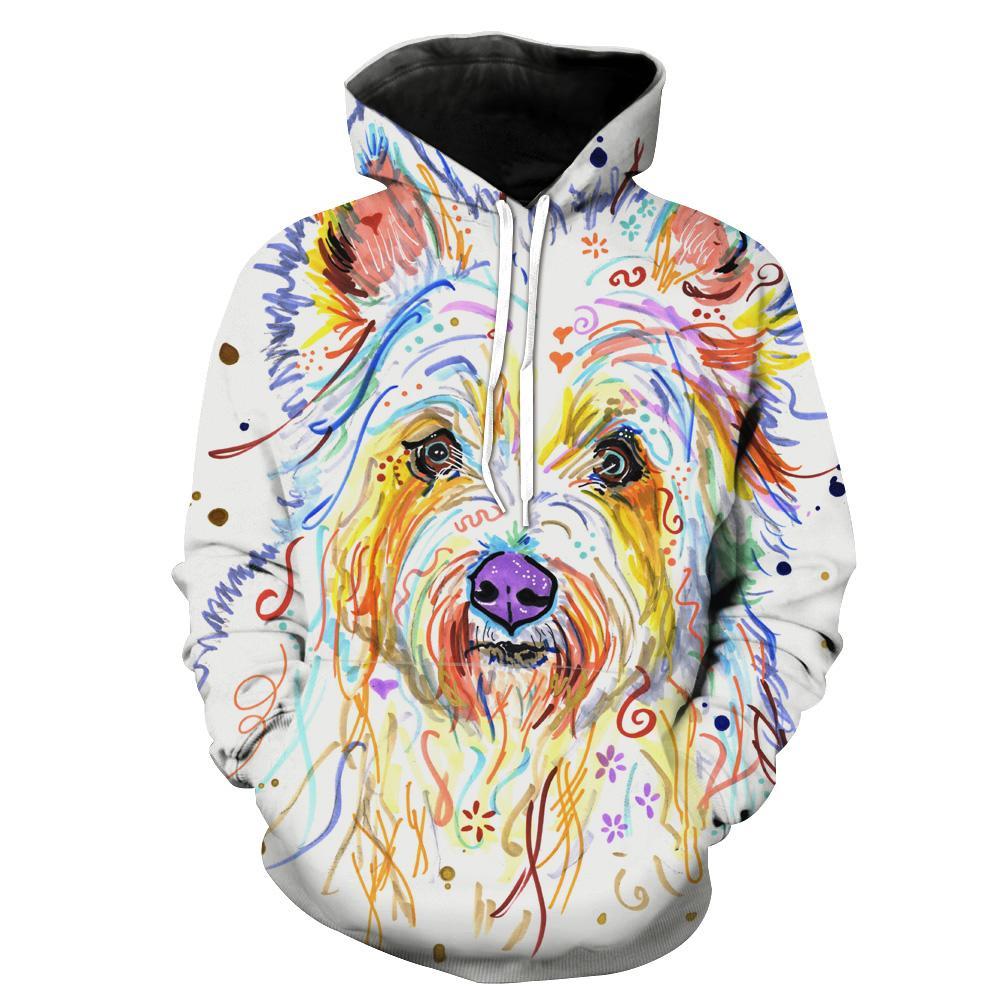 Colorful Dog Dog Printed Hoodie 3D