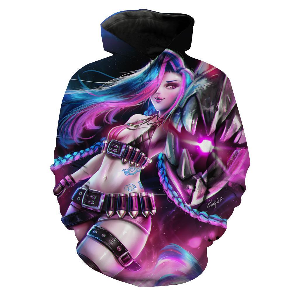 Colorful Jinx League Of Legends Jinx Apparel Hoodie 3D