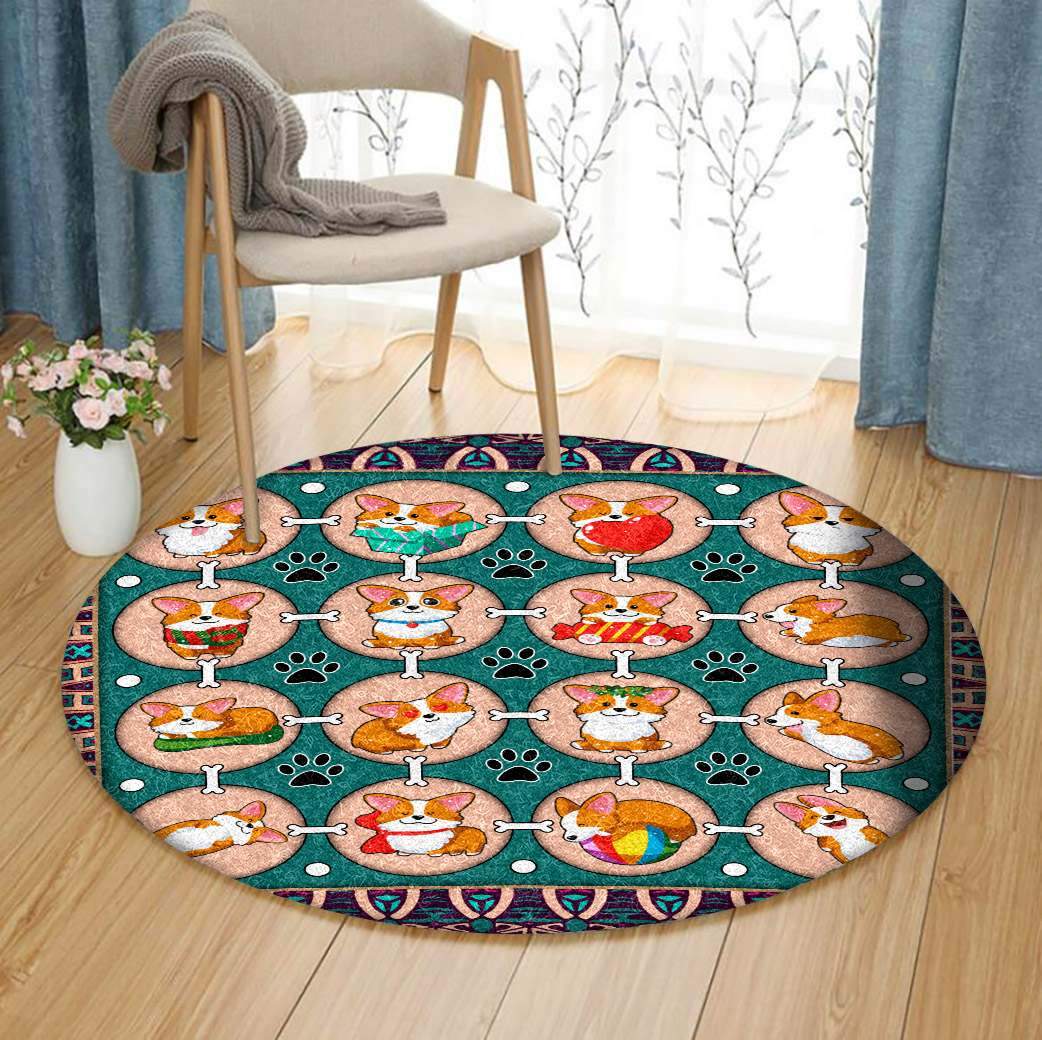 Corgi Limited Edition Round Rug