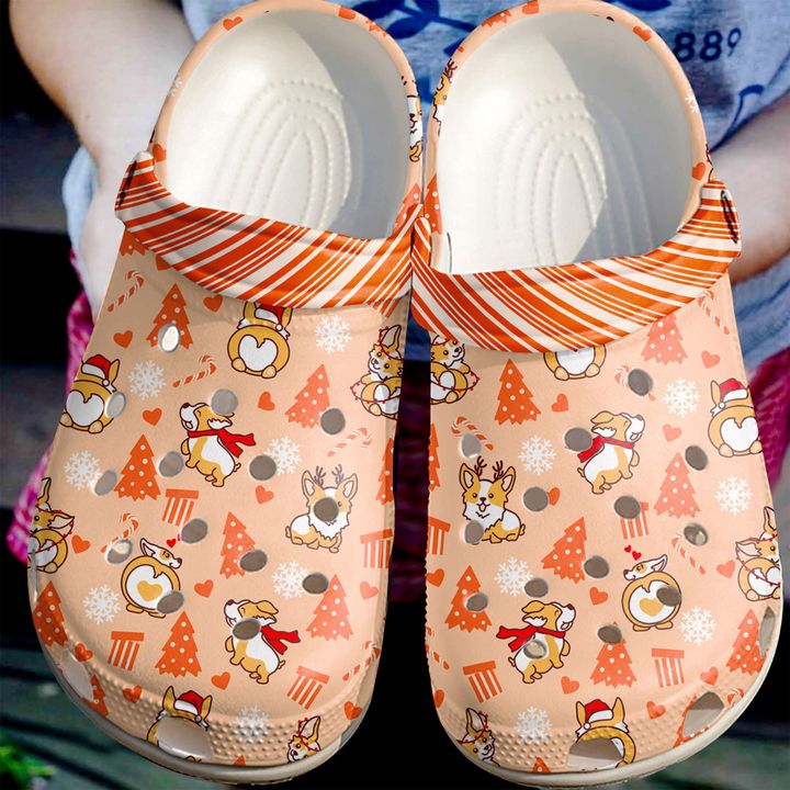 Corgi Orange Christmas Crocs Clog Shoes