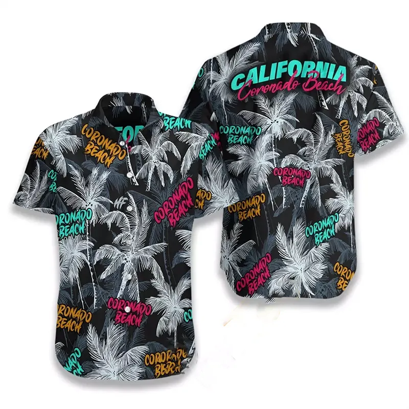 Coronado Beach Coconut Tree Seamless Hawaiian shirts