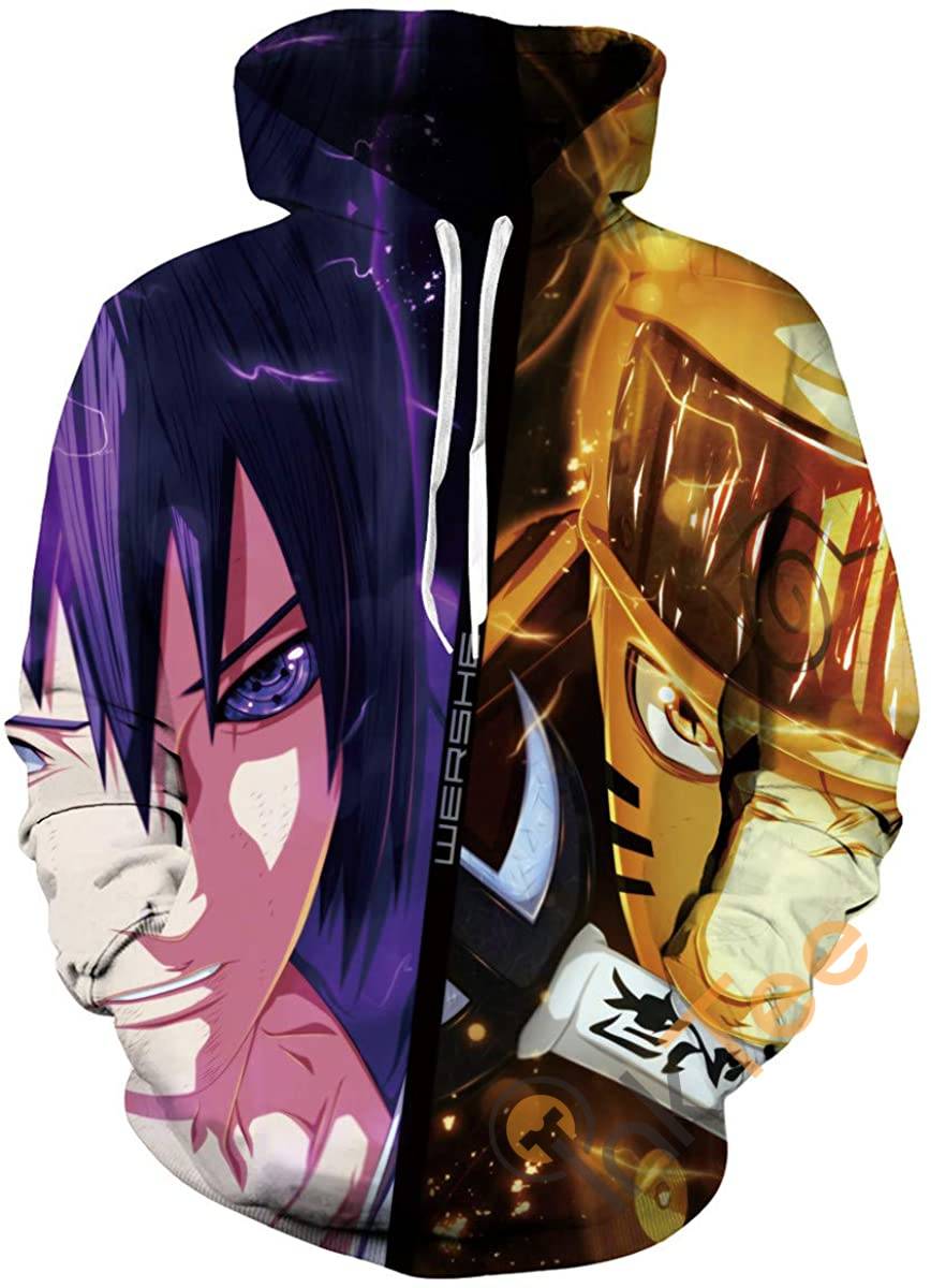 Cosplay Naruto Print Pullover With Front Pocket Hoodie 3D