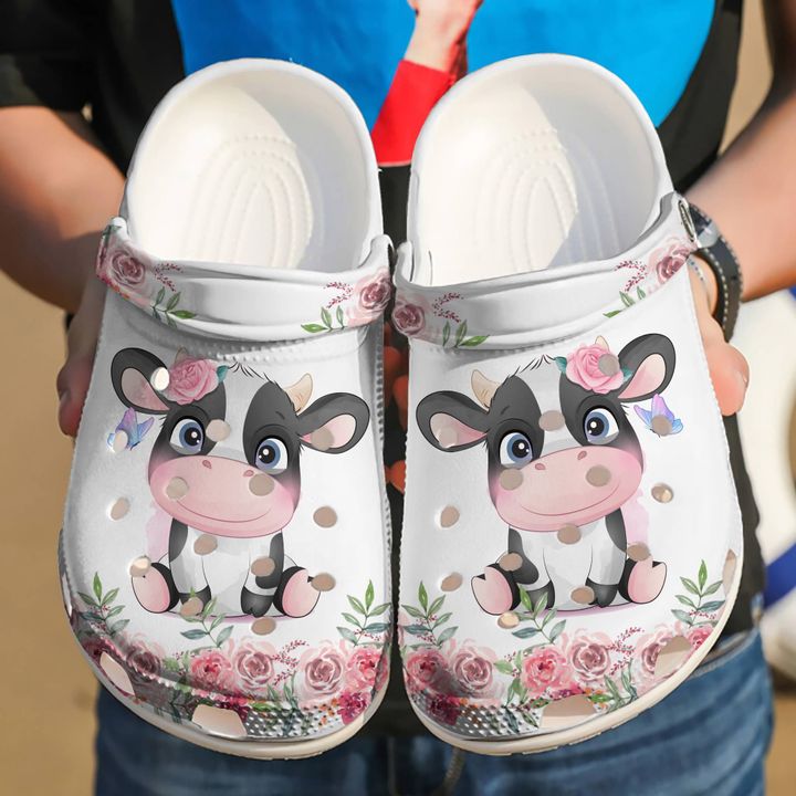 Cow Floral Crocs Clog Shoes