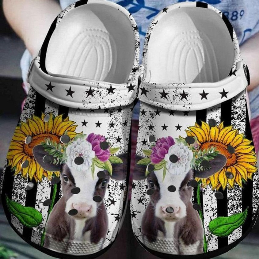Cow Flowers Crocs Clog Shoes