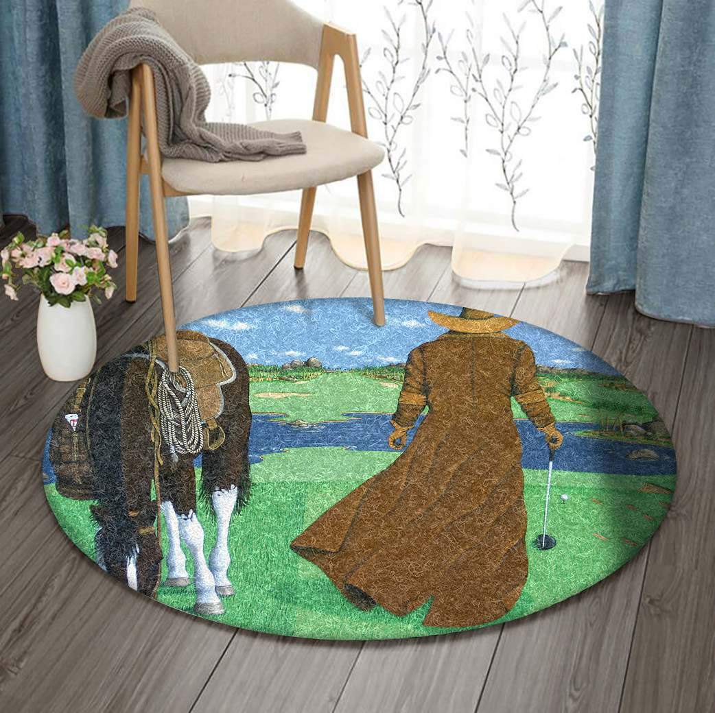 Cowboy And Golf Limited Edition Round Rug