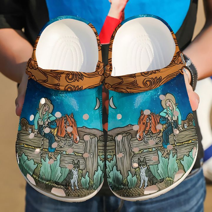 Cowgirl And Horse Crocs Clog Shoes