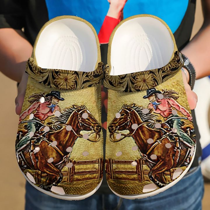 Cowgirl Rider And Her Steed Crocs Clog Shoes