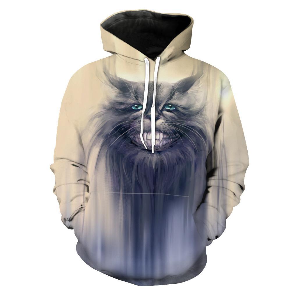 Creepy Grey Cat Cat Hoodie 3D