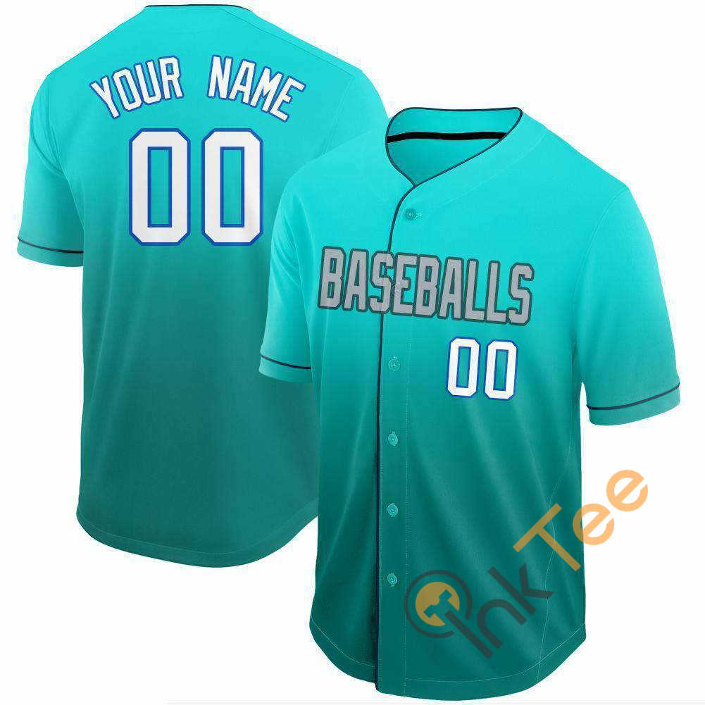 Custom Aqua White Royal Fade Baseball Jersey