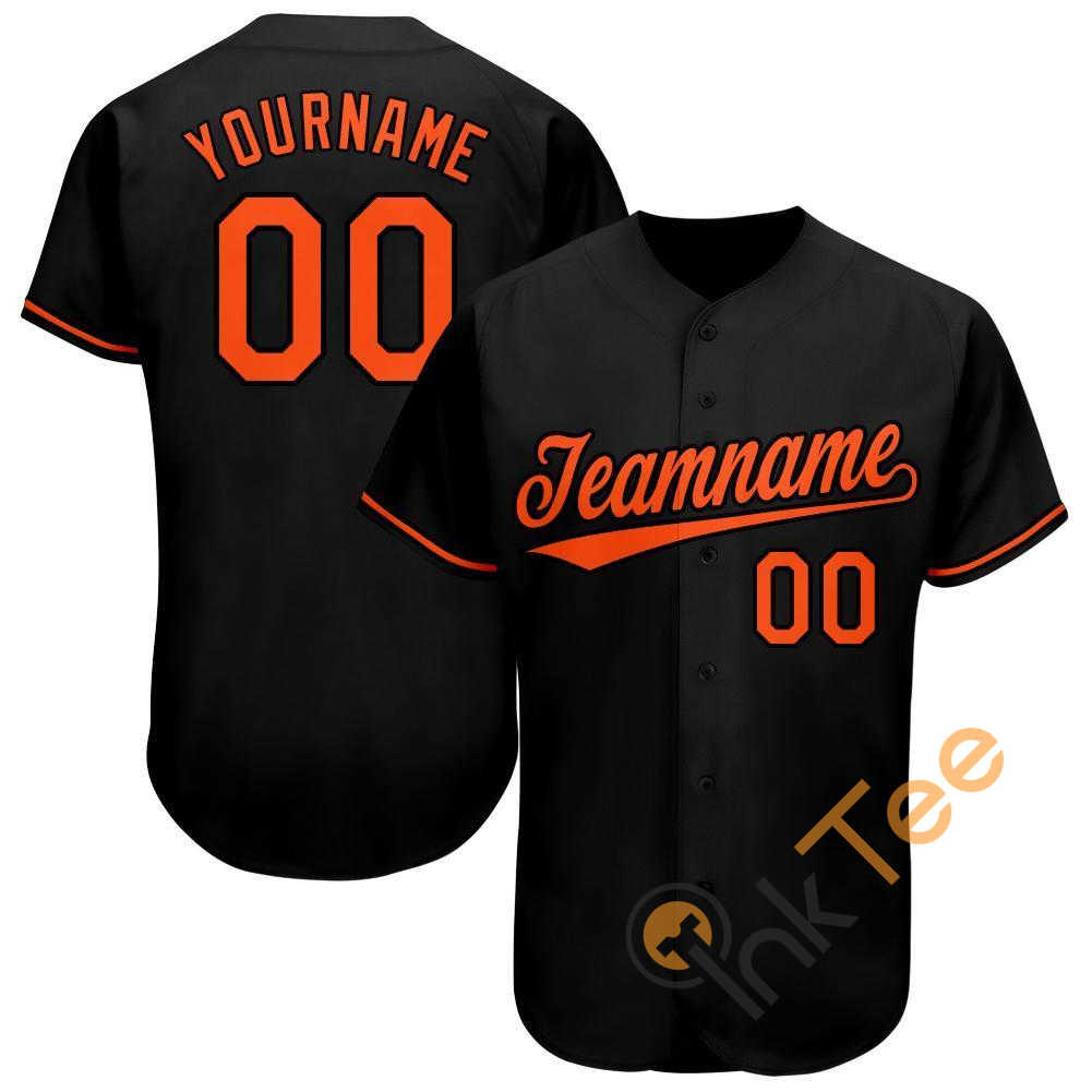 Custom Black Orange Baseball Jersey