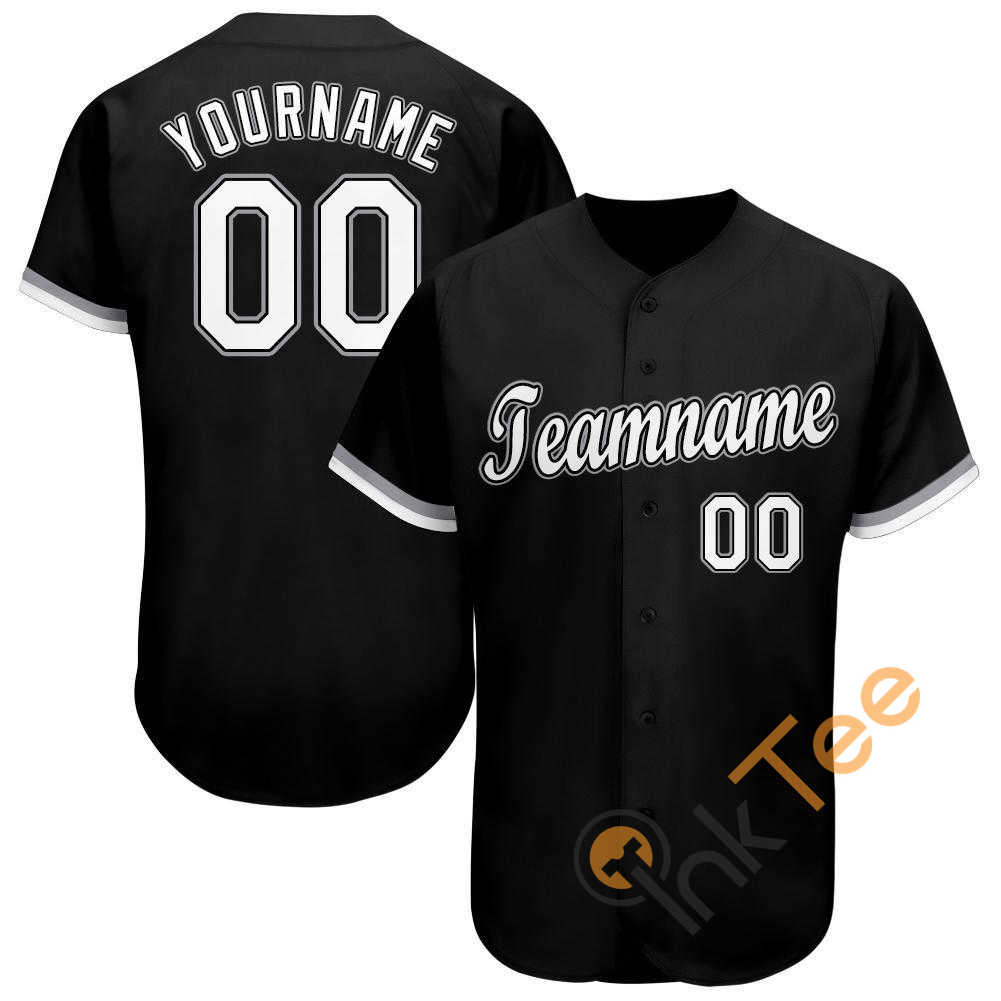 Custom Black White Gray Baseball Jersey